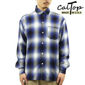 キャルトップ 長袖シャツ メンズ 正規品 CALTOP ACRYLIC OMBRE CHECK LONG SLEEVE SHIRTS 長袖 カルトップ チェックシャツ フレネルシャツ ネルシャツ オンブレ オールドスクール 2000LS ROYAL / WHITE