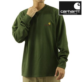 カーハート メンズ 長袖Tシャツ 正規品 CARHARTT WIP クルーネック ロゴ ロンT LONG SLEEVE AMERICAN SCRIPT T-SHIRT TARRAGON I029955 2BRXX