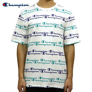 �`�����s�I�� T�V���c ���K�i CHAMPION ����T�V���c CREW TEE T1919S 70Z HERITAGE TEE ALL OVER SCRIPT WHITE/SURF THE WEB/VIVID TEAL