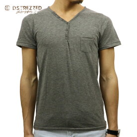 ディストレス Tシャツ 正規販売店 DSTREZZED 半袖Tシャツ BASIC HENRY NECK TEE GREY MELANGE 202242BL5 94 D00S15