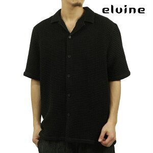 �y�|�C���g10�{ 5/9 20:00�`5/16 1:59�z �G���o�C�� �����Y �����V���c ���K�̔��X ELVINE �{�^���_�E�� ���b�t�����n �J�݃V���c KILIAN RELAXED FIT WAFFLE SHORT SLEEVE SHIRT 330771 110 BLACK