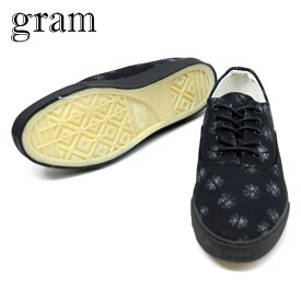 グラム GRAM シューズ スニーカー 352G black canvas fluff print G-352-9 D15S25