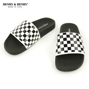 ヘンリーアンドヘンリー HENRY&HENRY 正規販売店 サンダル シャワーサンダル 180 CHECKER SHOWER SANDAL BIANCO BLACK WHITE CHECKER BLACK SOLE