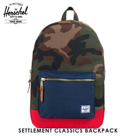 20%OFFクーポンセール 【利用期間 5/9 20:00～5/16 1:59】 ハーシェル バッグ 正規販売店 Herschel Supply ハーシェルサプライ バッグ リュックサック SETTLEMENT CLASSICS BACKPACK 10005-00041-OS WOODLAND CAMO/NAVY/RED D00S20