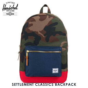 �n�[�V�F�� �o�b�O ���K�̔��X Herschel Supply �n�[�V�F���T�v���C �o�b�O �����b�N�T�b�N SETTLEMENT CLASSICS BACKPACK 10005-00041-OS WOODLAND CAMO/NAVY/RED D00S20 ���̓� �v���[���g ���b�s���O