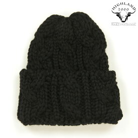 ハイランド2000 ニットキャップ メンズ 正規品 HIGHLAND2000 ウール 帽子 ニット帽 ボブキャップ ORIGINAL CHUNKY 016 KNIT BOBCAP BRITSHWOOLL REGULAR BLACK