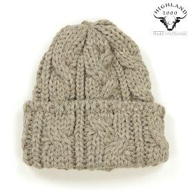 ハイランド2000 ニットキャップ メンズ 正規品 HIGHLAND2000 ウール 帽子 ニット帽 ボブキャップ ORIGINAL CHUNKY 016 KNIT BOBCAP BRITSHWOOLL REGULAR NATURAL