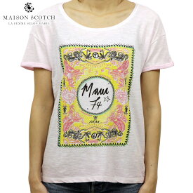 メゾンスコッチ MAISON SCOTCH 正規販売店 レディース 半袖Tシャツ Boxy fit cotton slub tee with surf inspired artworks 131250 A D15S25