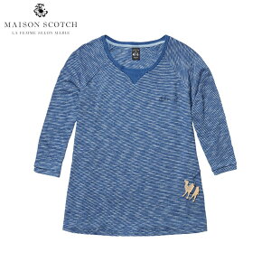 ���]���X�R�b�` MAISON SCOTCH ���K�̔��X ���f�B�[�X ������T�V���c Striped indigo Tee in A-line fit. 100221 A D00S20