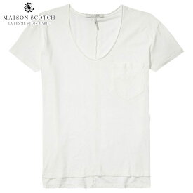 【ポイント10倍 5/23 20:00～5/27 1:59】 メゾンスコッチ MAISON SCOTCH 正規販売店 レディース 半袖Tシャツ BASIC CHEST POCKET T-SHIRT 137312 1 OFF WHI D00S15