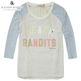 【ポイント10倍 4/24 20:00～4/27 9:59】 メゾンスコッチ MAISON SCOTCH 正規販売店 レディース 七分袖Tシャツ A-LINE T-SHIRT 132610 18 COMBO B D00S15