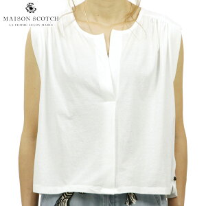 20%OFF�N�[�|���Z�[�� �y���p���� 4/4 20:00�`4/10 1:59�z ���]���X�R�b�` MAISON SCOTCH ���K�̔��X ���f�B�[�X ���n �^���N�g�b�v MIXED FABRIC BOXY V-NECK TOP 143740 06 54426 WHITE