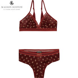 【ポイント10倍 3/4 20:00〜3/11 1:59】 メゾンスコッチ MAISON SCOTCH 正規販売店 レディース ブラ＆ショーツセット LACE BRA AND PANTIES 147419 0501 68502 BRICK ホワイトデー プレゼント ラッピング