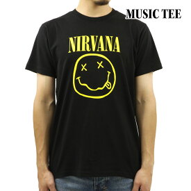 ミュージックティ メンズ バンドTシャツ 正規品 MUSIC TEE ロックTシャツ ニルヴァーナ SPLIT SMILE NIRVANA FLOWER MUSIC TEE