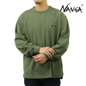 ナンガ メンズ 長袖Tシャツ 正規販売店 NANGA クルーネック ロゴ ロンT ECO HYBRID BOX LOGO EMBROIDERY LONG SLEEVE TEE BLK NW2411-1G803-A GRN GREEN