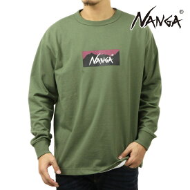 ナンガ メンズ 長袖Tシャツ 正規販売店 NANGA クルーネック ロゴ ロンT ECO HYBRID BOX LOGO LONG SLEEVE TEE NW2431-1E150 GRN GREEN
