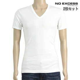 ノーエクセス Tシャツ 正規販売店 NO EXCESS 半袖Tシャツ V-NECK TEE 2 PACK N3461 10 white D00S20