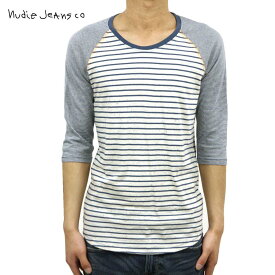 ヌーディージーンズ Nudie Jeans 正規販売店 メンズ 七分Tシャツ Quarter Sleeve Tee WHITE-BLUE D15S25