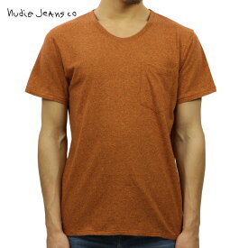 ヌーディージーンズ Tシャツ 正規販売店 Nudie Jeans 半袖Tシャツ Roundneck Pocket Tee Organic Melange 131244 Orange D15S25