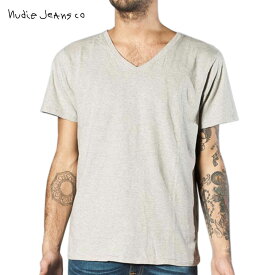 20%OFFセール 【販売期間 4/24 20:00～4/27 9:59】 ヌーディージーンズ Tシャツ 正規販売店 Nudie Jeans 半袖Tシャツ VネックTシャツ シャツ V-Neck T-Shirt 130987 Greymelange D15S25