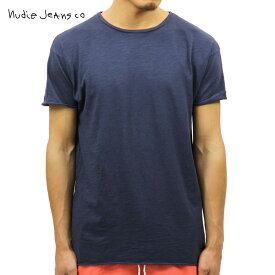 ヌーディージーンズ Tシャツ 正規販売店 Nudie Jeans 半袖Tシャツ Raw Hem T-Shirt Blue Mirage 131274 D00S15 父の日 プレゼント ラッピング