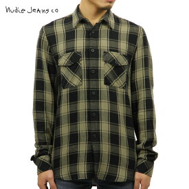 ヌーディージーンズ シャツ メンズ 正規販売店 Nudie Jeans 長袖シャツ STEN BLOCK CHECK SHIRT 140500 3004 DESERT GREEN 父の日 プレゼント ラッピング