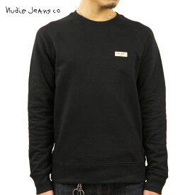 ヌーディージーンズ スウェット メンズ 正規販売店 Nudie Jeans トレーナー SAMUEL LOGO SWEATSHIRT CREW FLEECE BLACK B01 150380