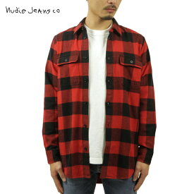 ヌーディージーンズ シャツ メンズ 正規販売店 Nudie Jeans ネルシャツ フランネルシャツ 長袖シャツ GABRIEL BUFFALO CHECK SHIRT POPPY RED R35 140665