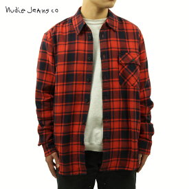 ヌーディージーンズ チェックシャツ メンズ 正規販売店 Nudie Jeans 長袖 ボタンダウン カジュアルシャツ STEN BUFFALO CHECK SHIRT 140615 R30 RED ALERT