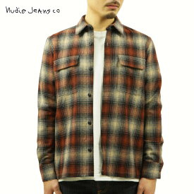 ヌーディージーンズ チェックシャツ メンズ 正規販売店 Nudie Jeans 長袖 ボタンダウン カジュアルシャツ STEN SHADOW CHECK WOOL SHIRT 140709 R35 POPPY RED