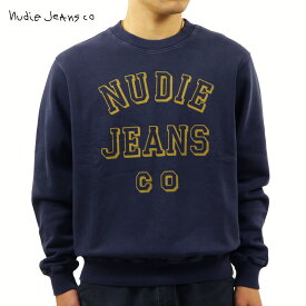 ヌーディージーンズ スウェット メンズ 正規販売店 Nudie Jeans 長袖 プルオーバー クルーネック トレーナー ロゴ プリント LASSE CREW FLEECE 150487 B25 NAVY