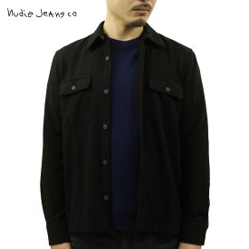 ヌーディージーンズ シャツジャケット メンズ 正規販売店 Nudie Jeans 長袖 ボタンダウン ウール カジュアルシャツ STEN WOOL SOLID OVERSHIRT 140667 B01 BLACK