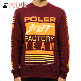ポーラー ロンT メンズ 正規販売店 POLER 長袖Tシャツ クルーネックTシャツ FACTORY TEAM CREWNECK FLEECE 21250026-CRD CORDOVAN