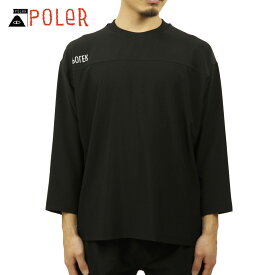 ポーラー Tシャツ メンズ 正規販売店 POLER 七分袖Tシャツ ドライTシャツ RELOP 2 DRY FOOTBALL SHIRT D MCV0026-BLK BLACK