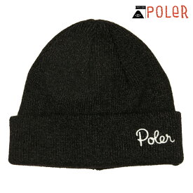 ポーラー メンズ レディース ニットキャップ 正規販売店 POLER ロゴ ニット帽 ビーニー SHALLOW BEANIE 253MCV0108-BLK BLACK