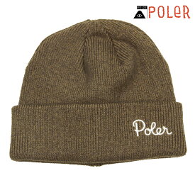ポーラー メンズ レディース ニットキャップ 正規販売店 POLER ロゴ ニット帽 ビーニー SHALLOW BEANIE 253MCV0108-BEG BEIGE