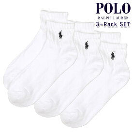 ポロ ラルフローレン POLO RALPH LAUREN 正規品 靴下 3足セット ソックス 3 PACK・CLASSIC FOOT QUARTER POLO ANKLE SOCKS 824032PK 100 - WHITE