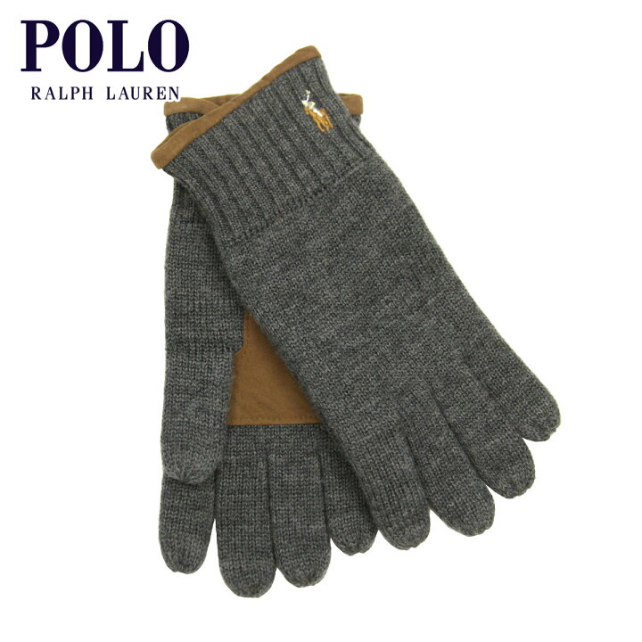 楽天市場 ポイント10倍 6 4 00 6 11 01 59まで ポロ ラルフローレン 手袋 メンズ レディース 正規品 Polo Ralph Lauren ニット 手ぶくろ グローブ Classic Lux Merino Touch Glove With Leather Patch Pc0463 056 Stadium Grey Heather 父の日 22