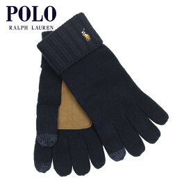 【ポイント10倍 6/4 20:00～6/11 1:59】 ポロ ラルフローレン 手袋 メンズ レディース 正規品 POLO RALPH LAUREN ニット 手ぶくろ グローブ SIGNATURE MERINO TOUCH GLOVES W/ LEATHER PATCH PC0494 433 CLASSIC NAVY 父の日 プレゼント ラッピング