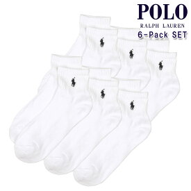 ポロ ラルフローレン POLO RALPH LAUREN 正規品 靴下 6足セット アンクルソックス 6 PACK・CASUAL QUARTER SOCKS 6PK SOCKS 824480PKZ3 100 - WHITE