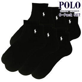 ポロ ラルフローレン POLO RALPH LAUREN 正規品 靴下 6足セット アンクルソックス 6 PACK・CASUAL QUARTER SOCKS 6PK SOCKS 824480PKZ3 001 - BLACK