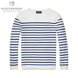 スコッチアンドソーダ セーター メンズ 正規販売店 SCOTCH＆SODA Uni Blauw Breton Stripe Knit 100624 A1 D00S20