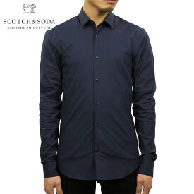 スコッチアンドソーダ SCOTCH＆SODA 正規販売店 メンズ 無地 長袖ドレスシャツ Yシャツ BASIC NOS CLASSIC LONGSLEEVE SHIRT IN CRISPY 132837 58 NIGHT