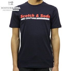 スコッチアンドソーダ SCOTCH＆SODA 正規販売店 メンズ クルーネック 半袖ロゴTシャツ SPORTY LOGO ARTWORK CREWNECK TEE 149030 0002 NIGHT