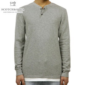 スコッチアンドソーダ SCOTCH＆SODA 正規販売店 メンズ 無地 長袖ヘンリーTシャツ FAKE DOUBLE-LAYER GRANDAD LONG SLEEVE HENRY TEE 148980 0606 GREY