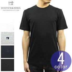 スコッチアンドソーダ Tシャツ 正規販売店 SCOTCH＆SODA ワンポイント クルーネック 半袖Tシャツ BASIC NOS WIDER NECK COTTON TEE 153657