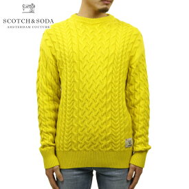 スコッチアンドソーダ セーター メンズ 正規販売店 SCOTCH＆SODA クルーネックセーター WOOL COTTON-BLEND CREWNECK PULL IN CABLEKNIT BARN YELLOW 152349 85407 41