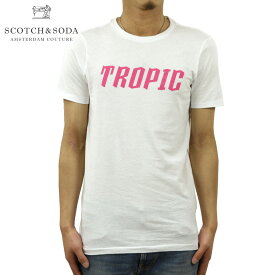 スコッチアンドソーダ Tシャツ メンズ 正規販売店 SCOTCH＆SODA 半袖Tシャツ クルーネックTシャツ SUMMER CREWNECK TEE WITH BRIGHT TEXT ARTWORK 148997 0006 WHITE