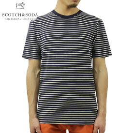 スコッチアンドソーダ Tシャツ メンズ 正規販売店 SCOTCH＆SODA クルーネック半袖Tシャツ ボーダー柄 BASIC NOS WIDER NECK ELASTANE BORDER TEE 154386 0217 COMBO A