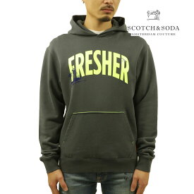 スコッチアンドソーダ パーカー メンズ 正規販売店 SCOTCH&SODA プリント プルオーバーパーカー スウェットパーカー FLUO FRESHER GRAPHIC HOODIE GRAPHITE D 169207 0415 63821 07